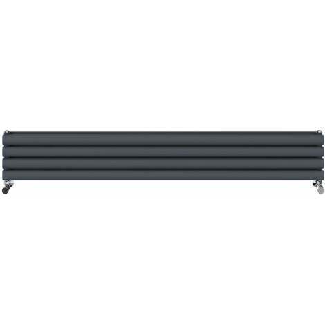 Warmehaus Horizontal Radiator Oval Double Anthracite 236x1600mm (1/5)