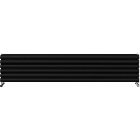 Warmehaus Horizontal Radiator Oval Double Panel Black 354x1800mm (1/5)