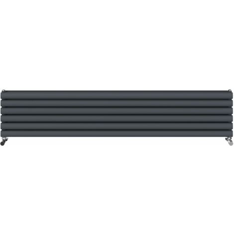 Warmehaus Horizontal Radiator Oval Double Anthracite 354x1800mm