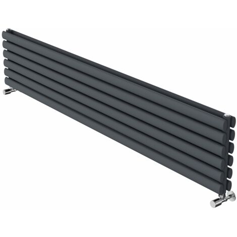 Warmehaus Horizontal Radiator Oval Double Anthracite 354x1800mm