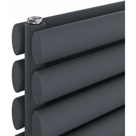 Warmehaus Horizontal Radiator Oval Double Anthracite 354x1800mm