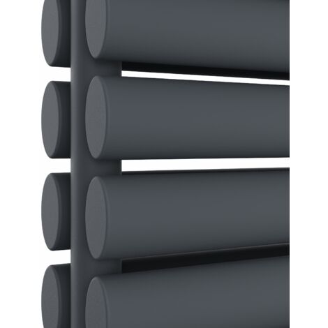 Warmehaus Horizontal Radiator Oval Double Anthracite 354x1800mm