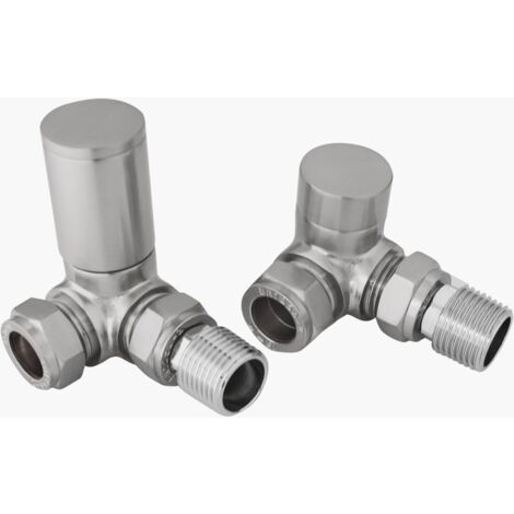 WarmeHaus 15mm Round Head Corner Radiator Valves Corner Towel Rail Valve Satin Nicke