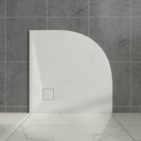 Aquariss Quadrant Shower Tray with Waste Trap Slate Effect Slip-Resistant Cubicle Base for Bathroom 800x800mm White