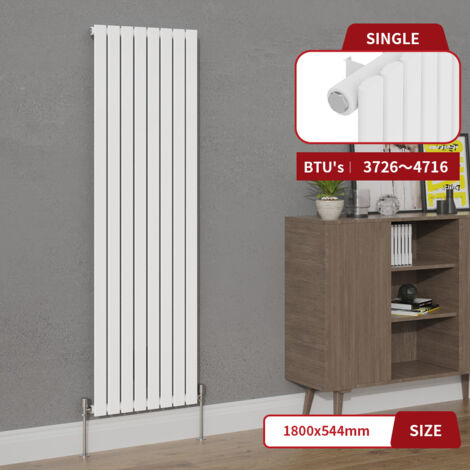Warmehaus White Flat Single Panel Vertical Radiator 1800x544mm (1/5)
