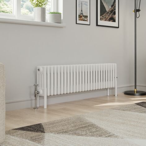 Warmehaus Traditional 4 Column White Radiator Cast Iron Style Radiators 300 x 1190mm