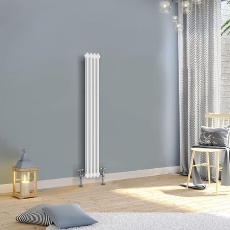 Warmehaus Traditional Double Column White Radiator Cast Iron Style Radiators 1500 x 200mm