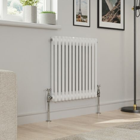 Warmehaus Traditional Double Column White Radiator Cast Iron Style Radiators 600 x 605mm