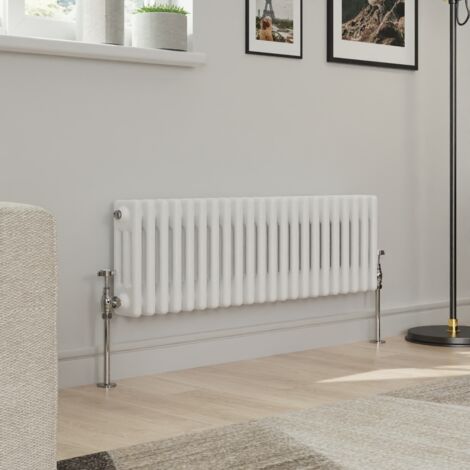 Warmehaus Traditional Triple Column White Radiator Cast Iron Style Radiators 300 x 1012mm