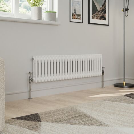 Warmehaus Traditional Double Column White Radiator Cast Iron Style Radiators 300 x 1190mm