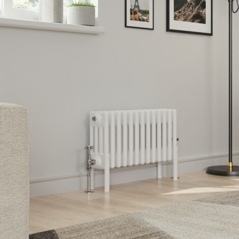 Warmehaus Traditional 4 Column White Radiator Cast Iron Style Radiators 300 x 605mm