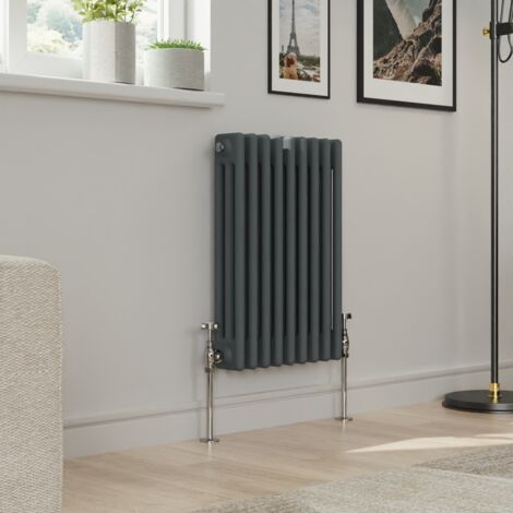 Warmehaus Traditional Triple Column Anthracite Radiator Cast Iron Style Radiators 600x427mm