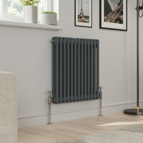 Warmehaus Traditional Double Column Anthracite Radiator Cast Iron Style Radiators 600x605mm