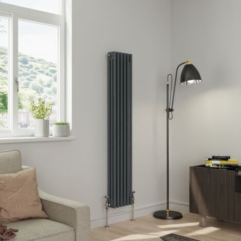 Warmehaus Traditional Triple Column Anthracite Radiator Cast Iron Style Radiators 1500x292mm