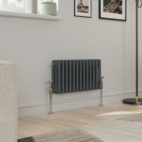 Warmehaus Traditional Triple Column Anthracite Radiator Cast Iron Style Radiators 300x607mm