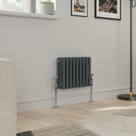 Warmehaus Traditional Triple Column Anthracite Radiator Cast Iron Style Radiators 300x427mm