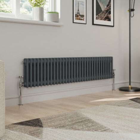 Warmehaus Traditional Double Column Anthracite Radiator Cast Iron Style Radiators 300x1460mm