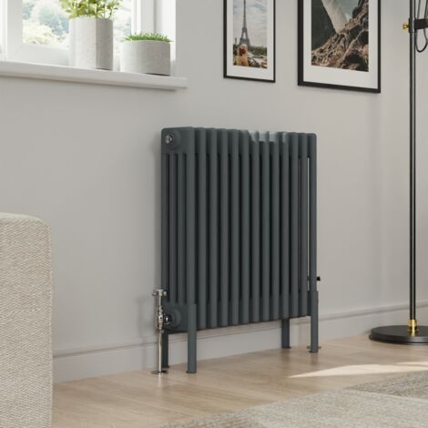 Warmehaus Traditional 4 Column Anthracite Radiator Cast Iron Style Radiators 600x605mm