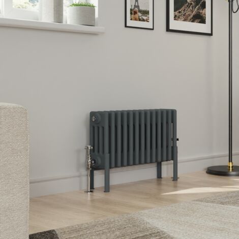 Warmehaus Traditional 4 Column Anthracite Radiator Cast Iron Style Radiators 300x605mm
