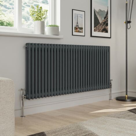 Warmehaus Traditional Double Column Anthracite Radiator Cast Iron Style Radiators 600x1460mm