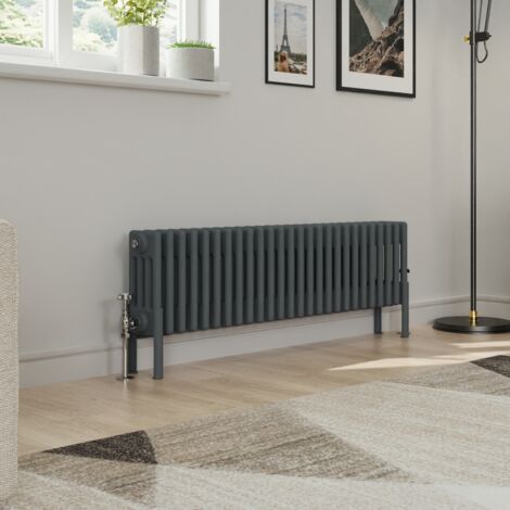 Warmehaus Traditional 4 Column Anthracite Radiator Cast Iron Style Radiators 300x1190mm