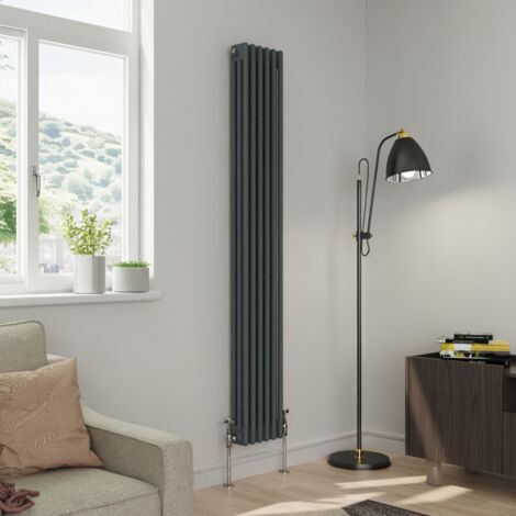 Warmehaus Traditional Triple Column Anthracite Radiator Cast Iron Style Radiators 1800x292mm