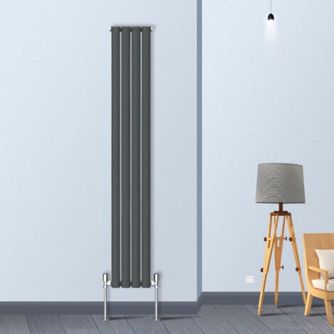 Warmehaus Oval Anthracite Radiator Vertical Single 1600x236mm