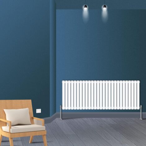 WarmeHaus Horizontal Oval Double Panel White Radiator 600x1594mm