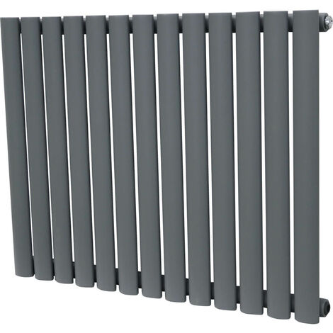 Warmehaus Oval Radiator Anthracite Horizontal Single 600x767mm