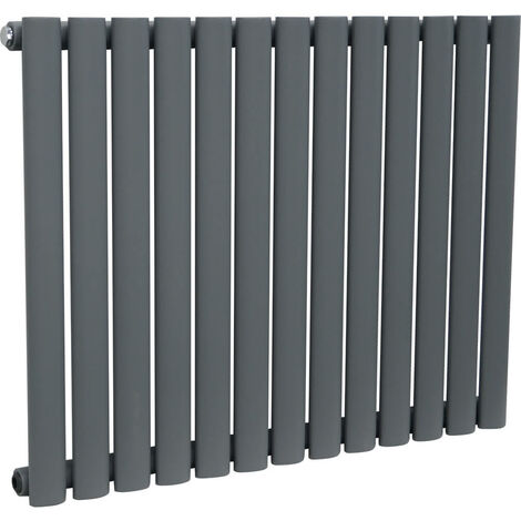 Warmehaus Oval Radiator Anthracite Horizontal Single 600x767mm
