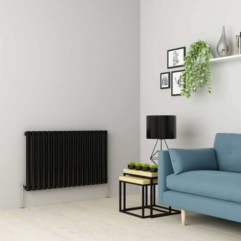 Warmehaus Black Oval Radiator Horizontal Single Panel 600x1003mm