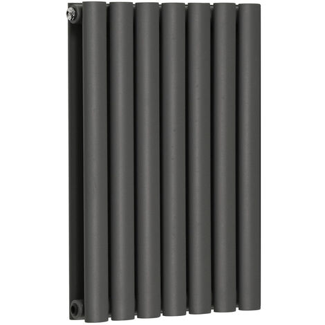 Warmehaus Oval Anthracite Radiator Horizontal Double 600x413mm (1/4)