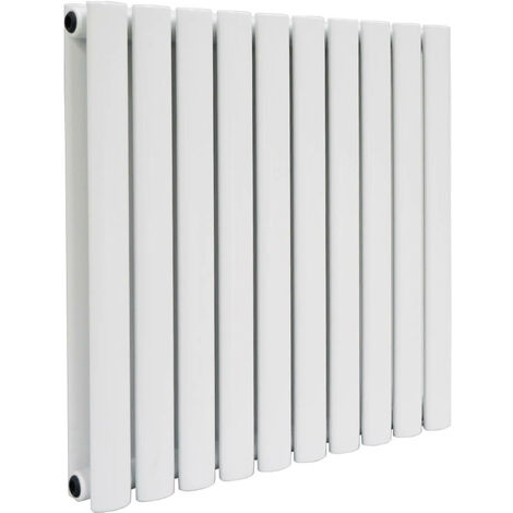 Warmehaus Oval Panel Radiator White Horizontal Double 600x590mm