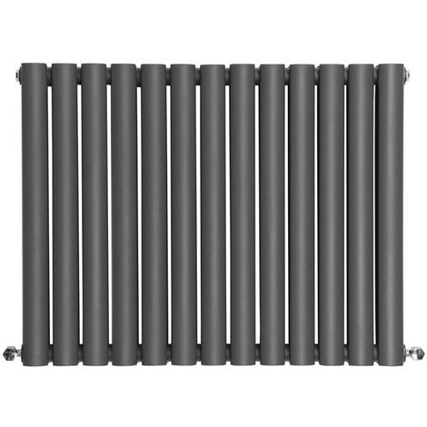 Warmehaus Oval Anthracite Radiator Horizontal Double 600x767mm