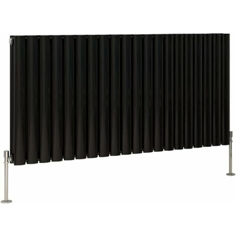 Warmehaus Black Oval Radiator Horizontal Double Panel 600x1180mm