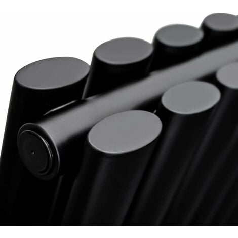 Warmehaus Black Oval Radiator Horizontal Double Panel 600x1180mm