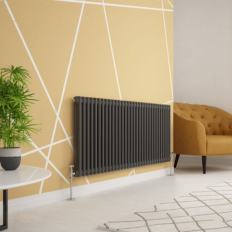 Traditional Cast Iron Style Anthracite Double Horizontal Radiator 600 x 1460mm
