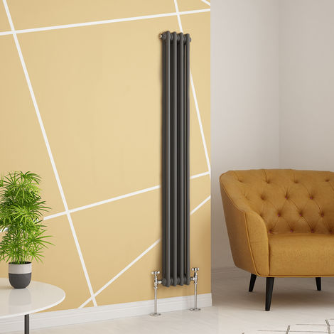 Traditional Cast Iron Style Anthracite Double Vertical Radiator 1500 x 200mm