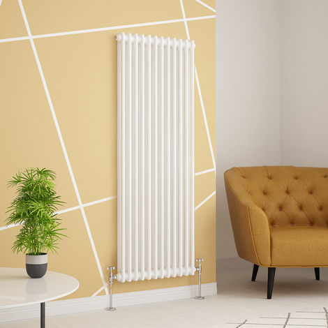 Traditional Cast Iron Style White Double Vertical Radiator 1500 x 560mm