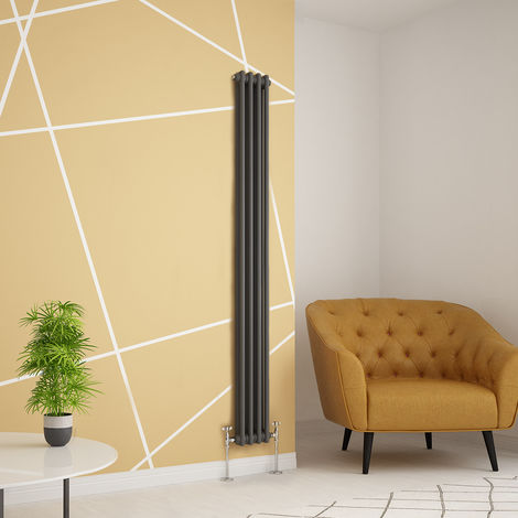Traditional Cast Iron Style Anthracite Double Vertical Radiator 1800 x 200mm
