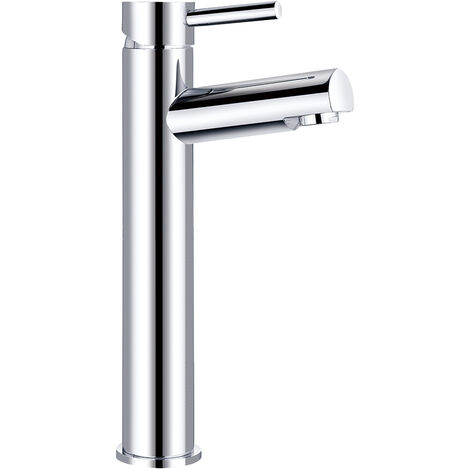 Aquariss Bathroom Sink Basin Mixer Taps High Rise, Single Lever Handle Chrome Brass Countertop Washbasin Mixer Tap Modern Tall (1/2)