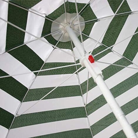 Beach Parasol Garden Outdoor Patio Sun Shade Tilting Umbrella 160cm Green-White