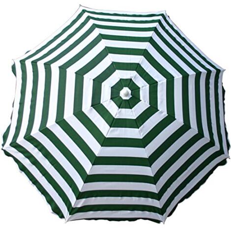 Beach Parasol Garden Outdoor Patio Sun Shade Tilting Umbrella 160cm Green-White
