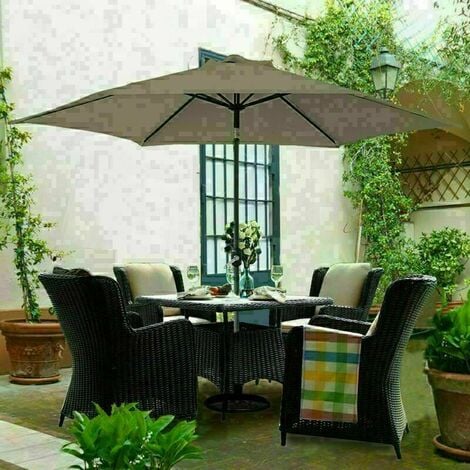 2m 2.7m Round Parasol Sun Shade Outdoor Patio Garden Umbrella w/ Crank Tilt HOT 