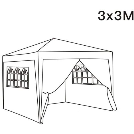 3 x 3m Garden Pop Up Gazebo Marquee Patio Canopy Wedding Party Tent - Beige