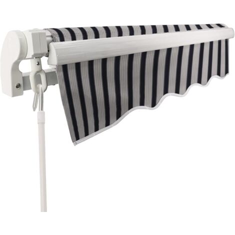 4x3m Garden Patio Manual Sun Shade Shelter Retractable Canopy -  Grey