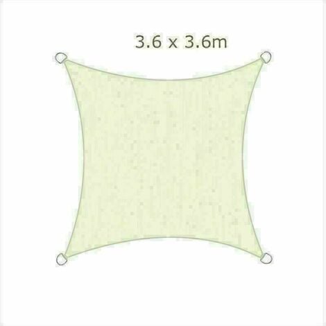3.6x3.6m Sun Sail Shade Square Awning Canopy Garden Sun Patio Sunscreen - Ivory (1/3)