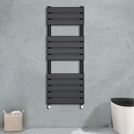 WarmeHaus Flat Panel Anthracite Bathroom Heated Towel Rail Ladder Radiator Warmer 1200x450mm
