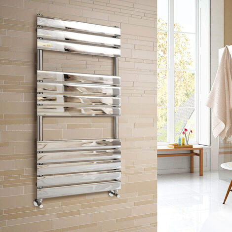 WarmeHaus Heated Towel Rail Radiator For Bathroom Ladder Flat Panel Chrome 1200x600mm