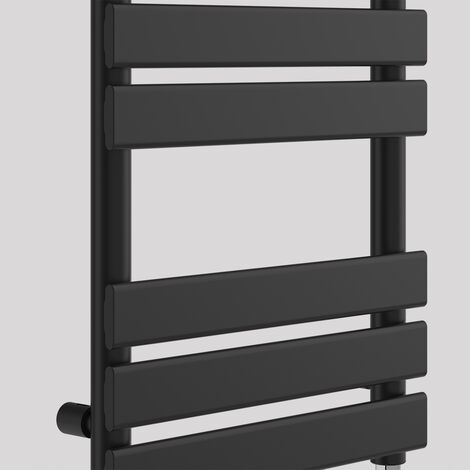 Black Flat Panel Electric Heated Warming Towel Rail 800x450mm